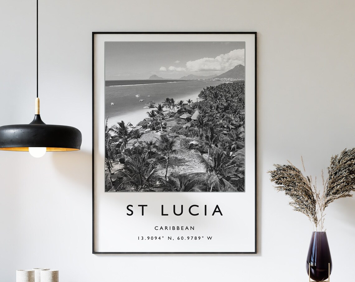St Lucia Caribbean Island Tropical Beach Aerial Photo Wall Art