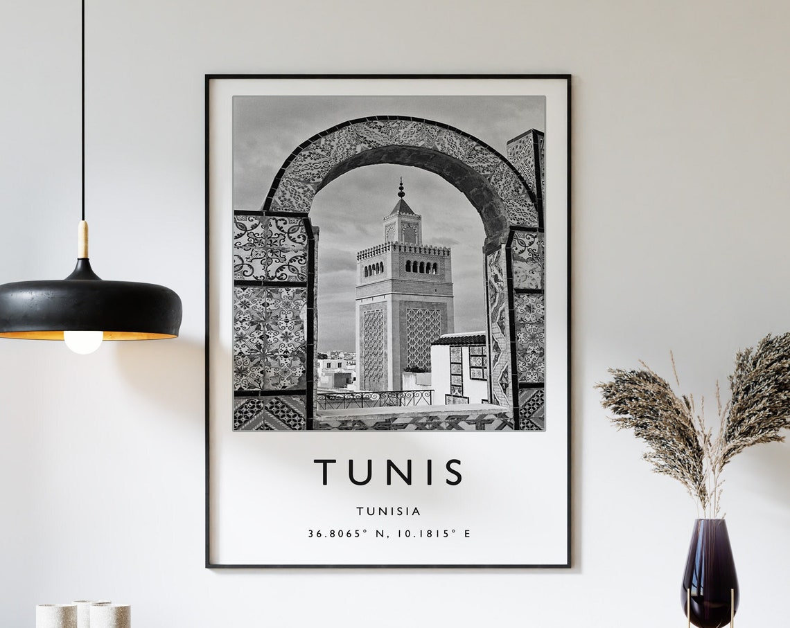 Tunis Travel Print Tunis Travel Poster Tunisia Travel Print Tunisian Print Black And White Travel Poster Travel Art Travel Gift