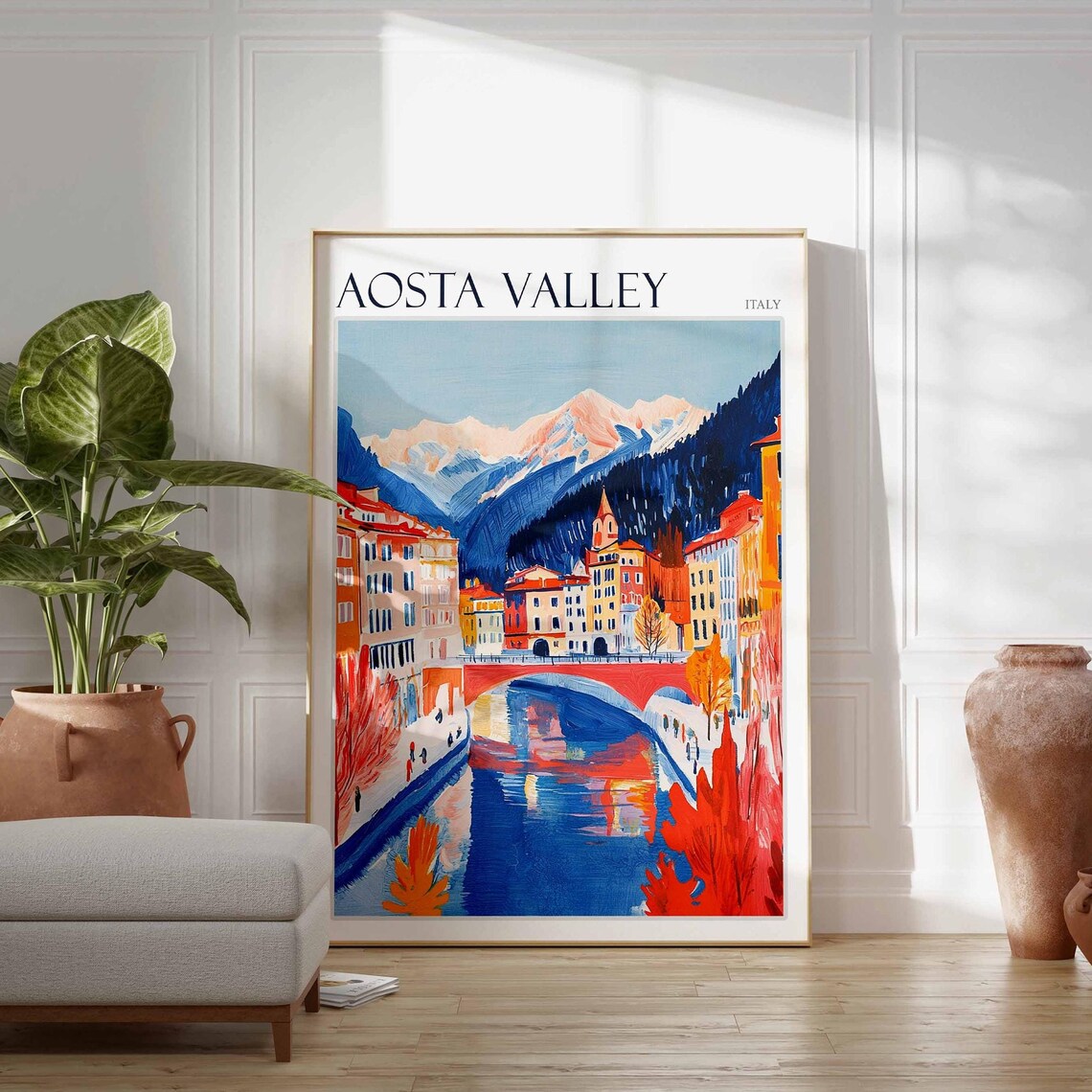 Aosta Valley Poster Italian Alps Print Mountain Wall Art Ski Decor Italy Poster Alpine Art Winter Art European Art Aosta Valley Art - Image 2