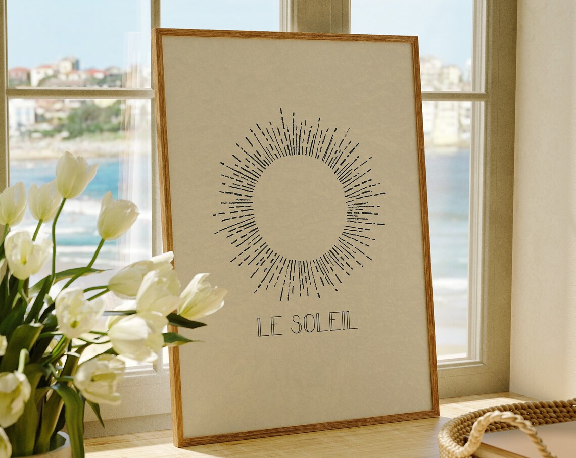 Le Soleil Hand Drawn Sunburst French Minimalist Decor Poster - Image 4