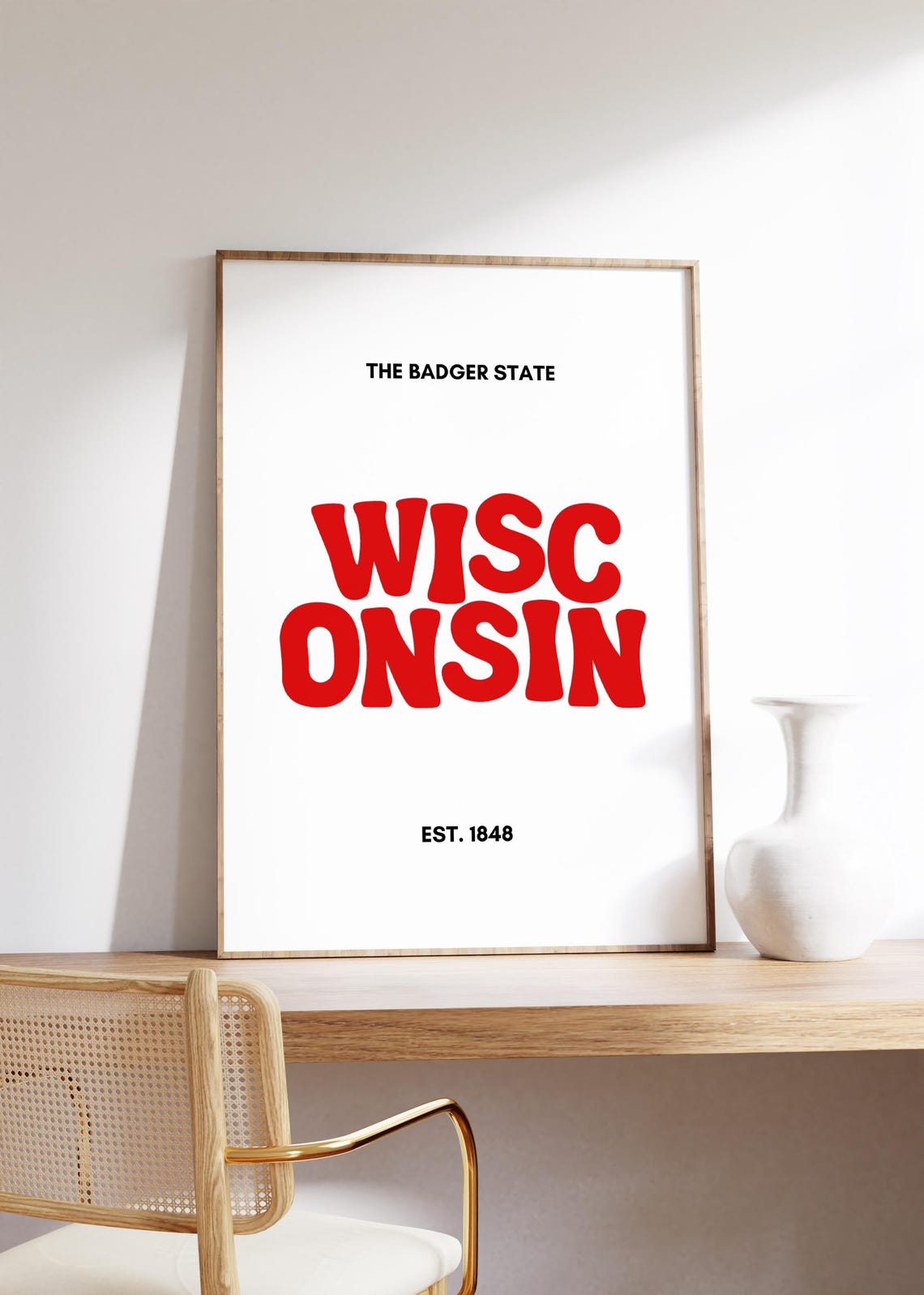 Wisconsin Typography Art Print The Badger State Wall