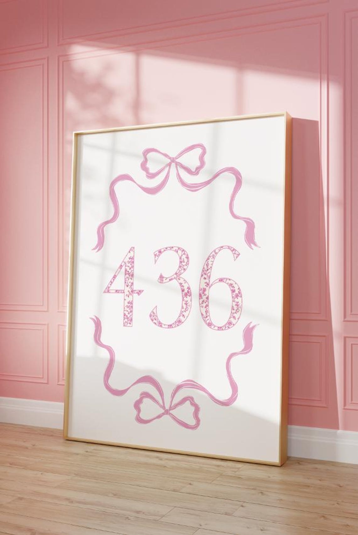 Pink Chinoiserie Bow Dorm Room Number 436 Decorative Wall Poster