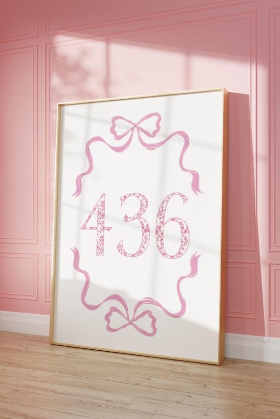 Pink Chinoiserie Bow Dorm Room Number 436 Decorative Wall Poster