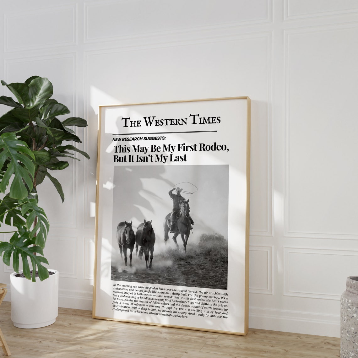 The Western Times First Rodeo Funny Newspaper Vintage Cowboy Poster - Image 2