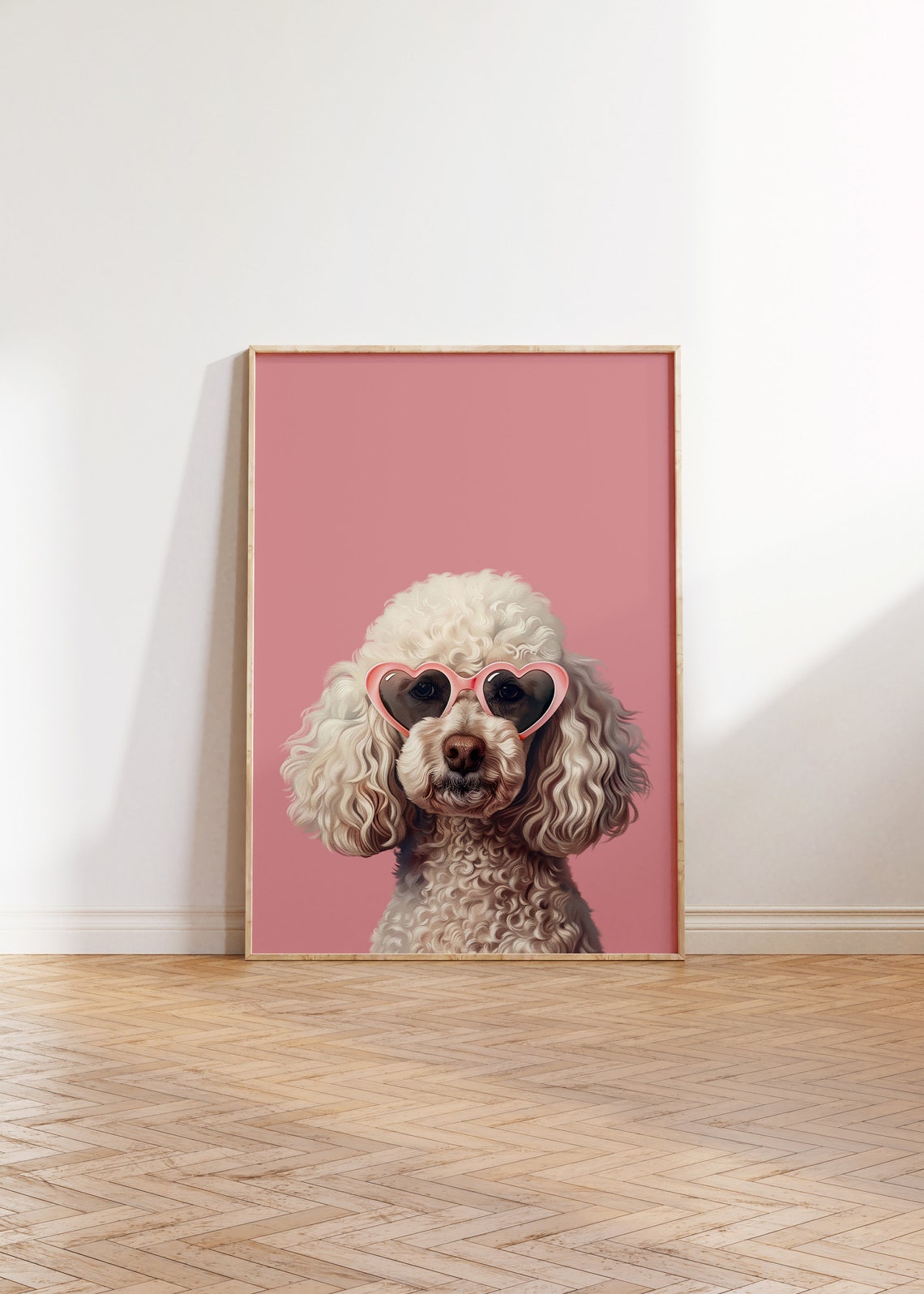 Poodle Heart Sunglasses Pink Cute Funny Preppy Dog Portrait Poster - Image 2