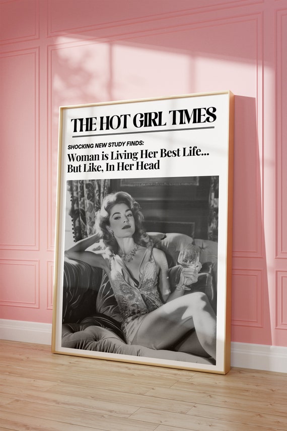 Live Your Best Life Wall Art Newspaper Print Wall Art Downtown Girl Aesthetic Art Vintage Bar Cart Dorm Retro Wall Art