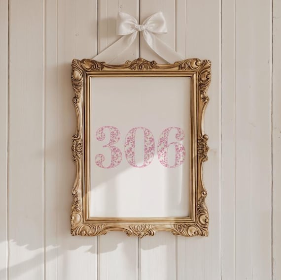 Pink Chinoiserie 306 Area Code Floral Preppy Dorm Decor Art Poster