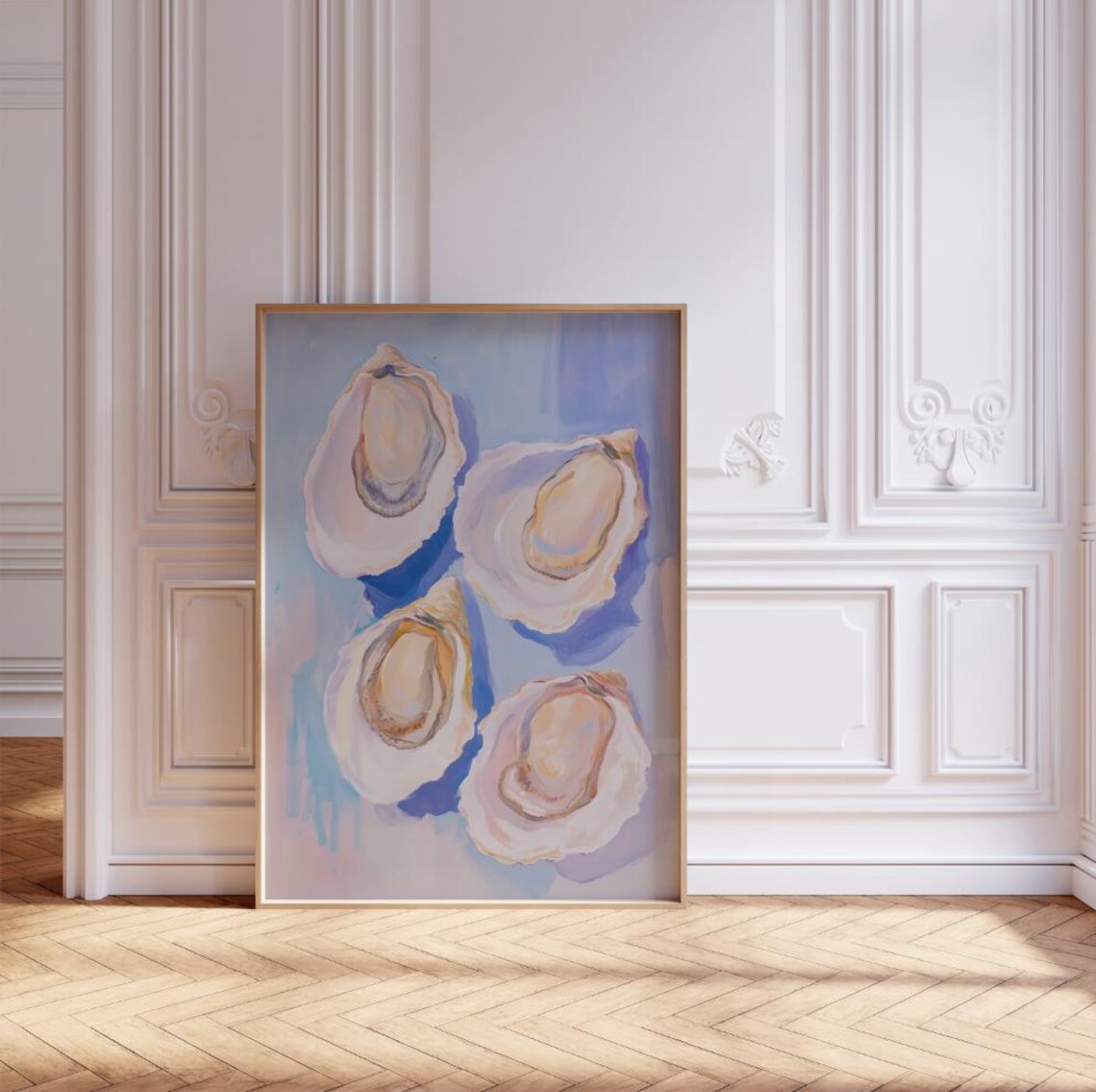 Coastal Oyster Watercolor Painting Beach Preppy Southern Decor Poster