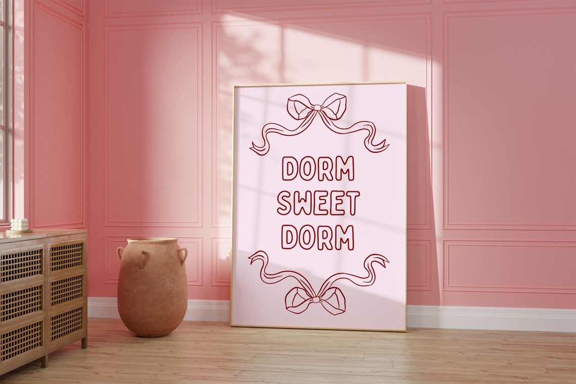 Dorm Sweet Dorm Ribbon Bows Cute Bold Outline Typography Poster - Image 2