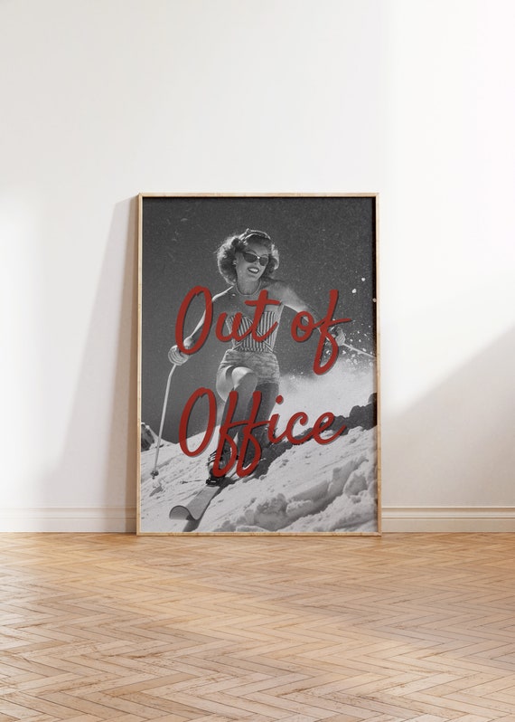 Out Of Office Apres Ski Vintage Wall Art Print Wall Art Vintage Aesthetic Apres Ski Art Vintage Bar Cart Dorm Retro Wall Art