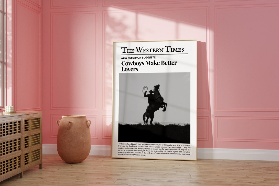 The Western Times Cowboy Lasso Silhouette Newspaper Parody Poster - Image 2