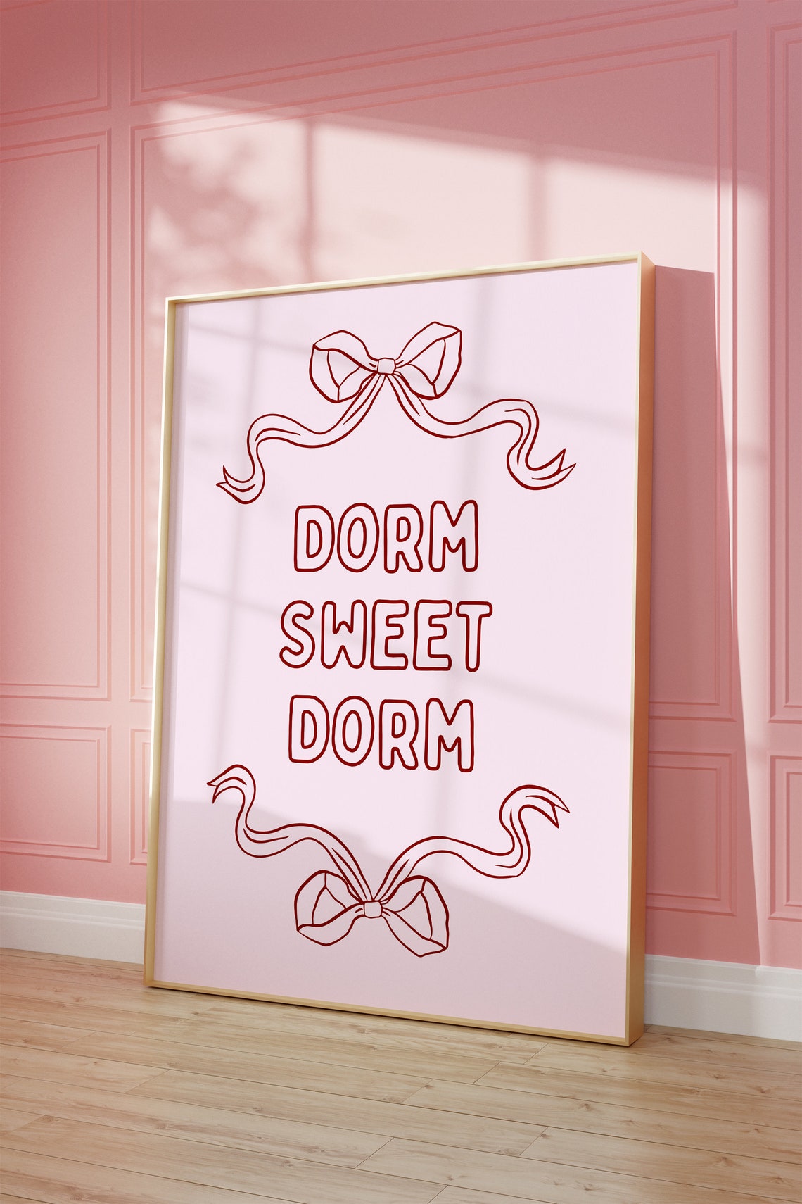 Dorm Sweet Dorm Ribbon Bows Cute Bold Outline Typography Poster
