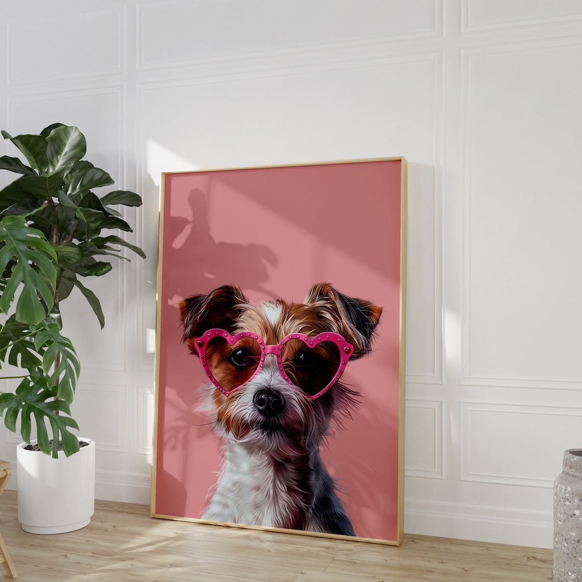 Jack Russell Puppy Pink Heart Sunglasses Funny Dog Photography Poster