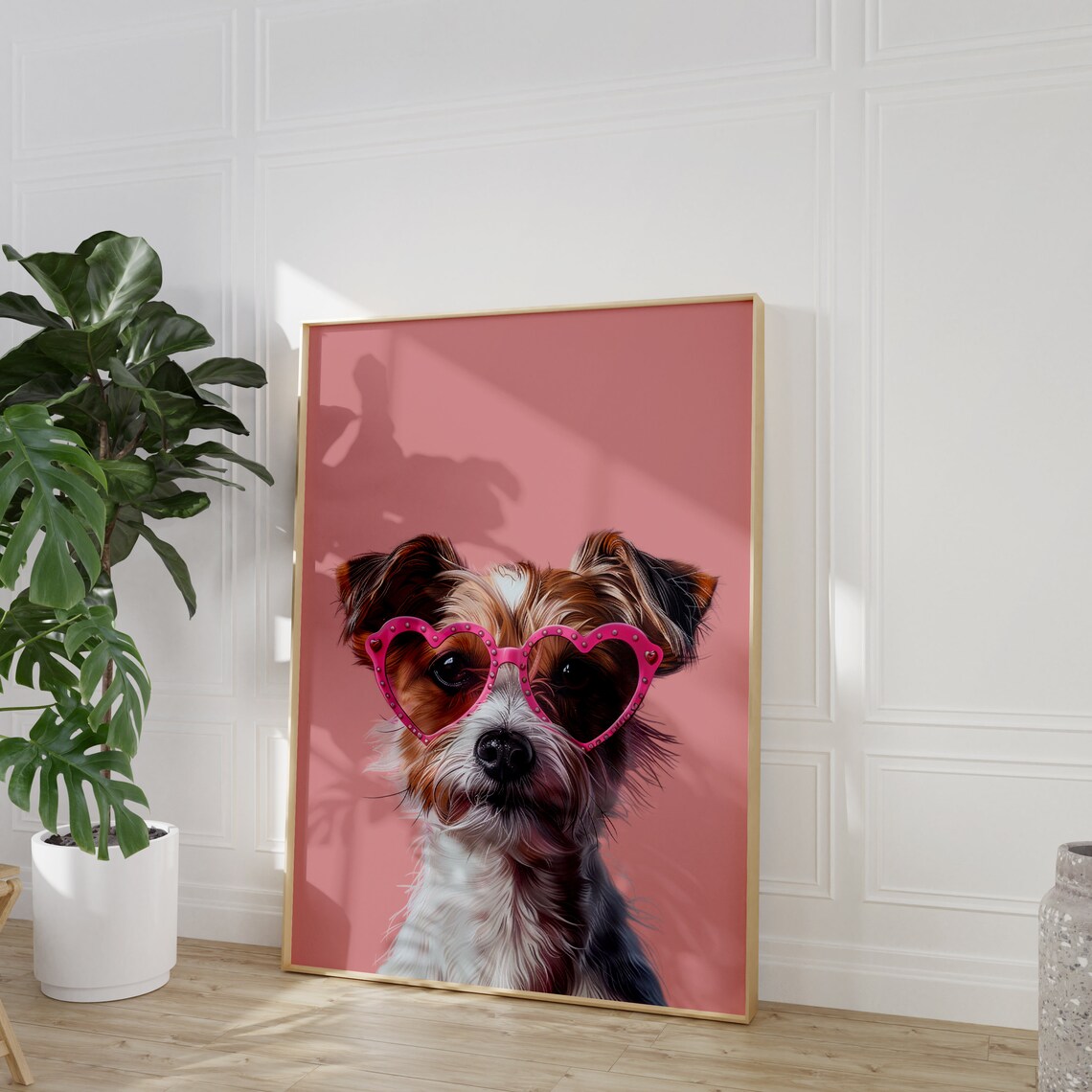 Pink Jack Russell Print Funky Poster Preppy Art Jack Russell Dog Cute Pink Decor Dog Print Kids Room Jack Russell Dog Print