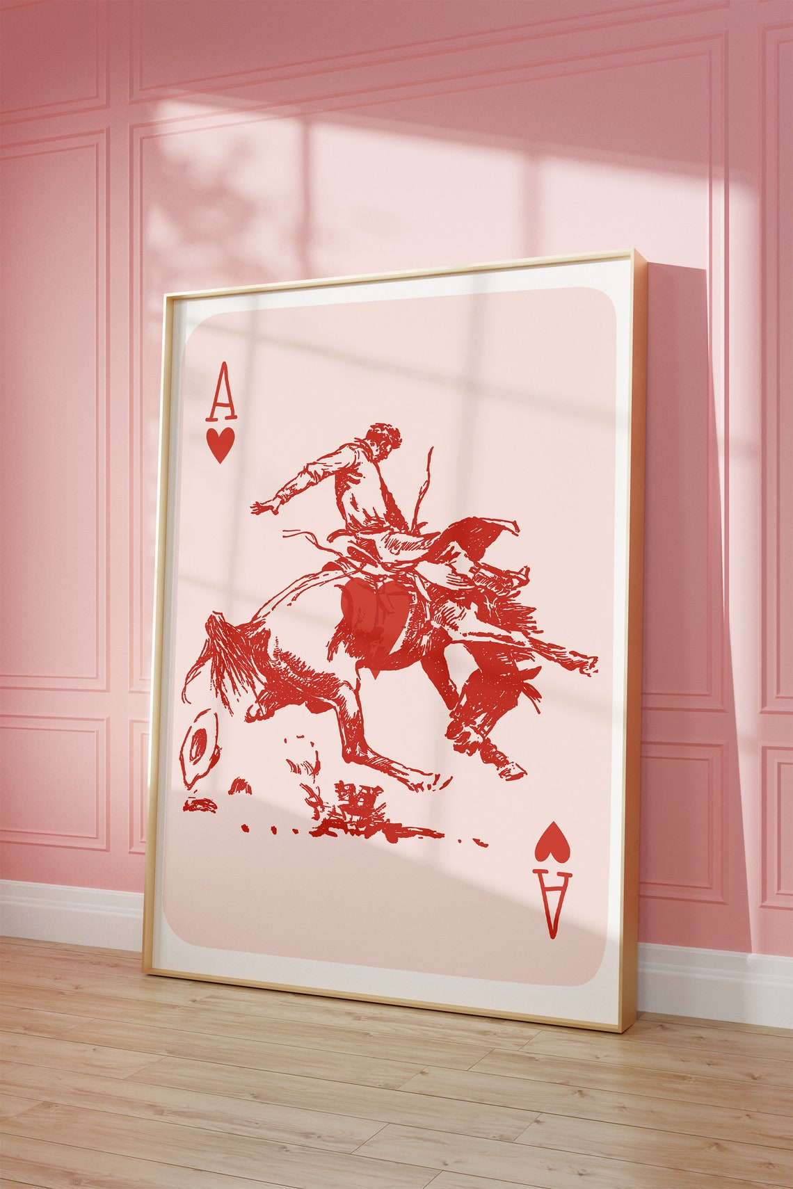 Cowboy Playing Card Vintage Cowboy Rodeo Cowboy Western Print Cowgirl Western Aesthetic Western Decor Preppy Pink Art