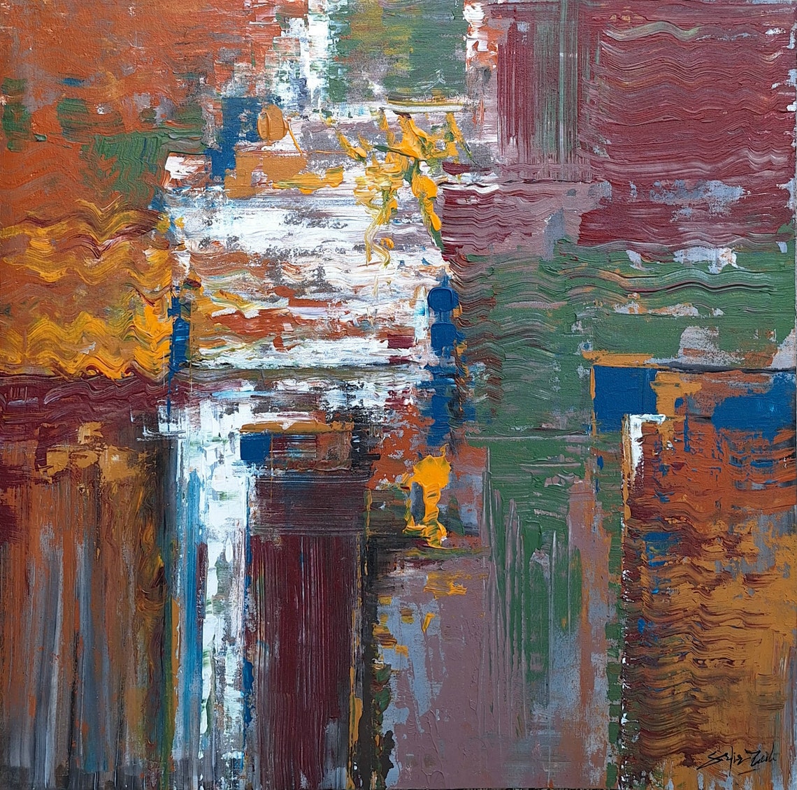 Multicolor Block Abstract Painting Red Orange Green Blue Poster - Image 3