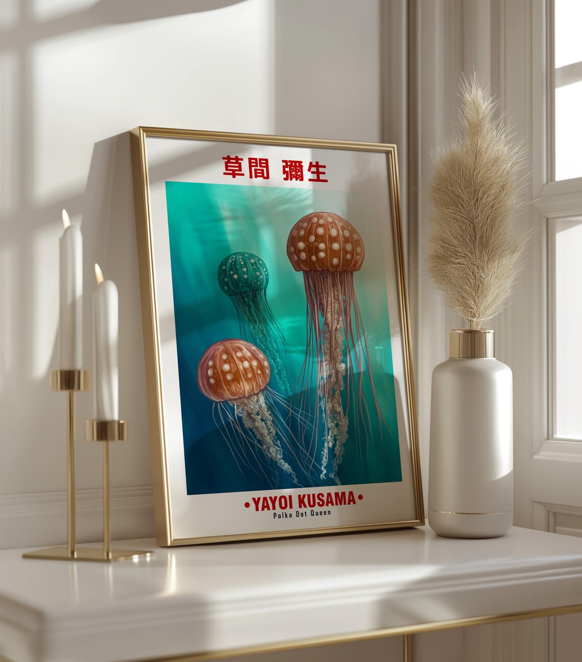 Yayoi Kusama Inspired Trio of Spotted Jellyfish Ocean Art Poster - Image 3