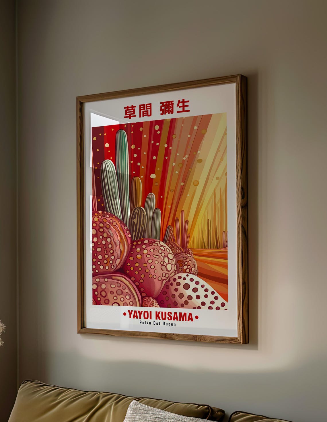 Dotted Barrel Cacti Sunset Radiance Yayoi Kusama Inspired Poster - Image 2