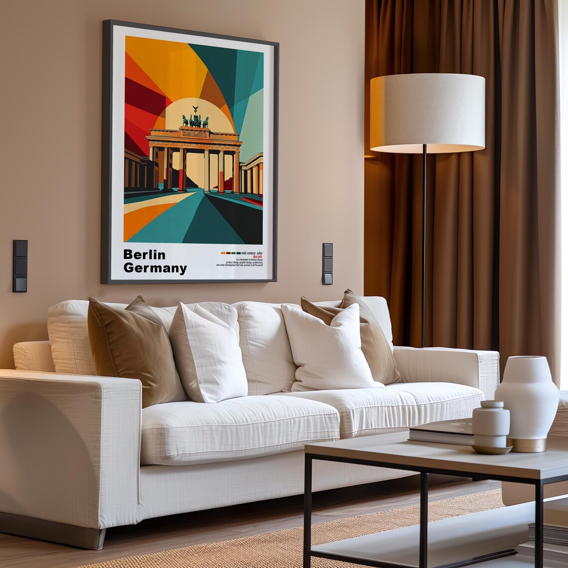 Berlin Germany Brandenburg Gate Sunburst Mid Century Travel Poster - Image 2