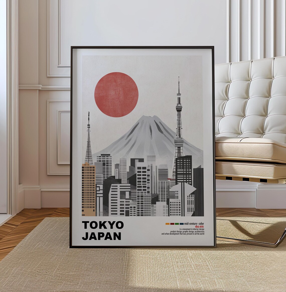 Tokyo Japan Mid-Century Modern Architecture Poster