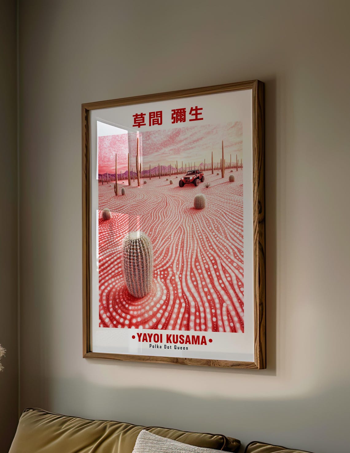 Yayoi Kusama-Inspired Red Polka Dot Desert Jeep Drive Poster - Image 2