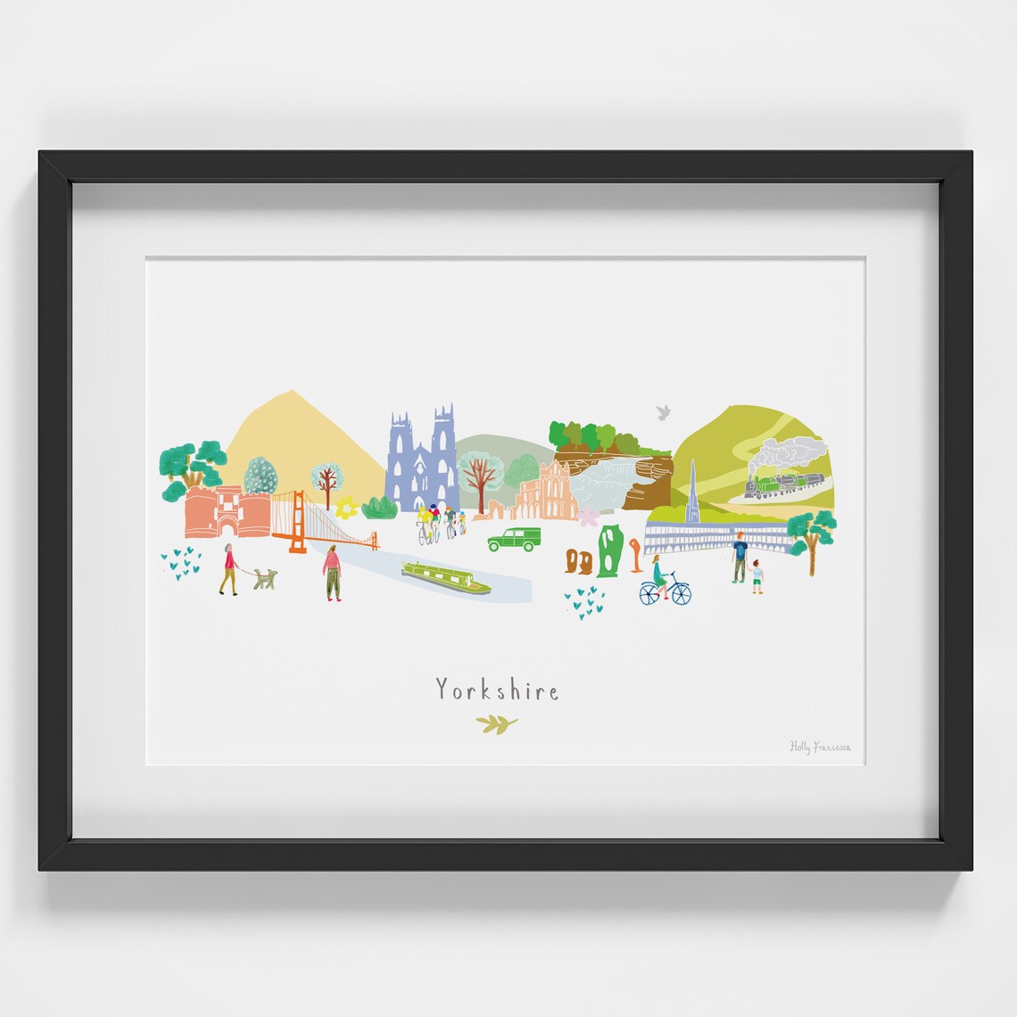 Yorkshire Skyline Art Print, County Landmarks Poster