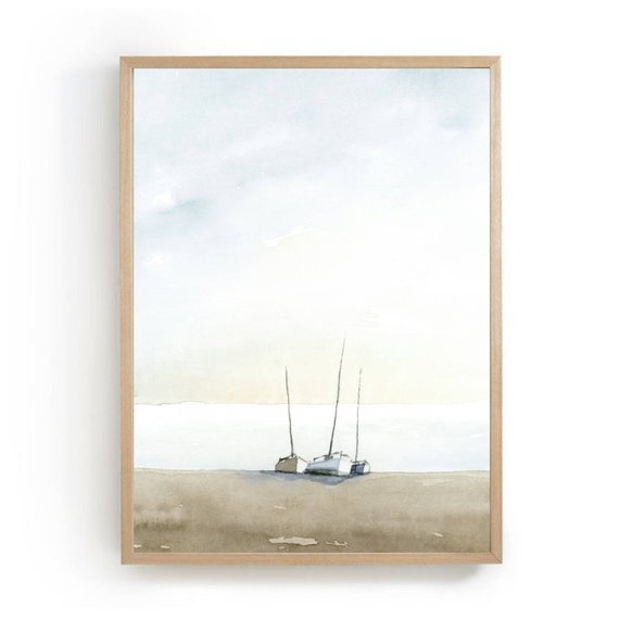 Minimalist Sea Watercolor Sailboat Art Print