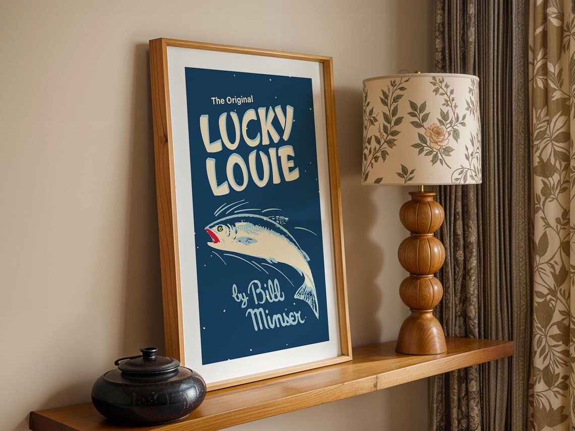 Retro Fishing Lure Art Print, Outdoorsy Decor - Image 2