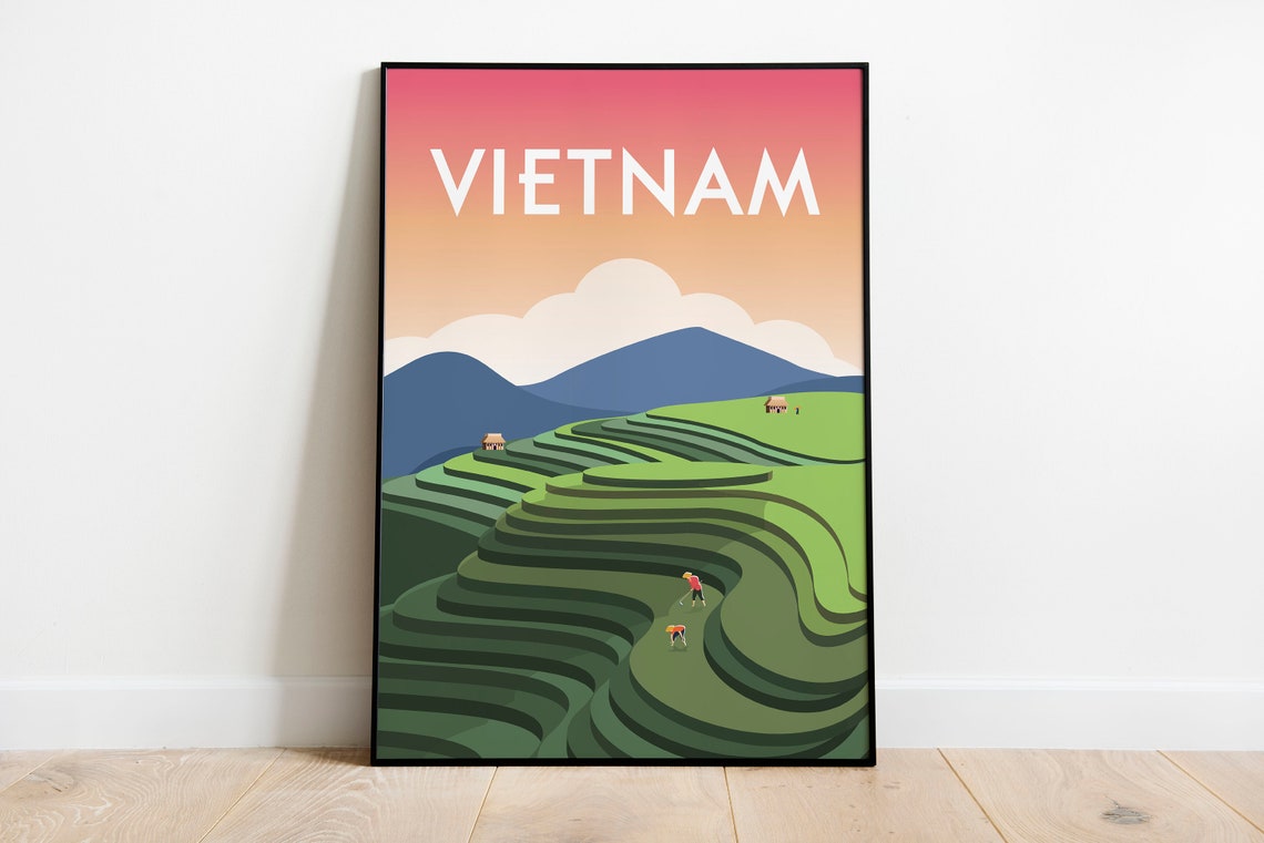 Vietnam Travel Poster Vietnam Art Vietnam Travel Print Ha Long Bay Sizes Inches 8x10 12x16 16x20 18x24 24x36