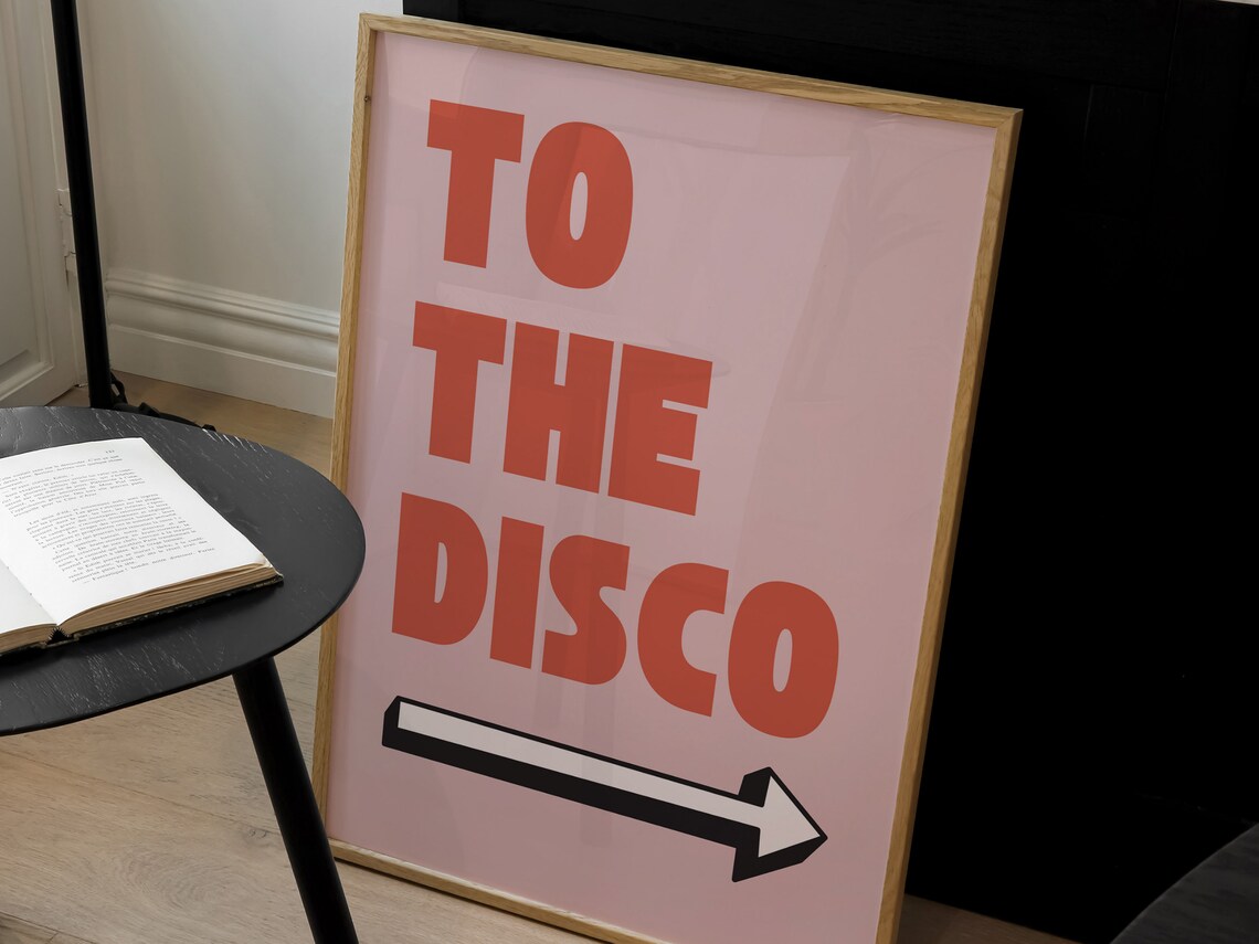 To The Disco Retro Word Poster, Pink Decor - Image 3