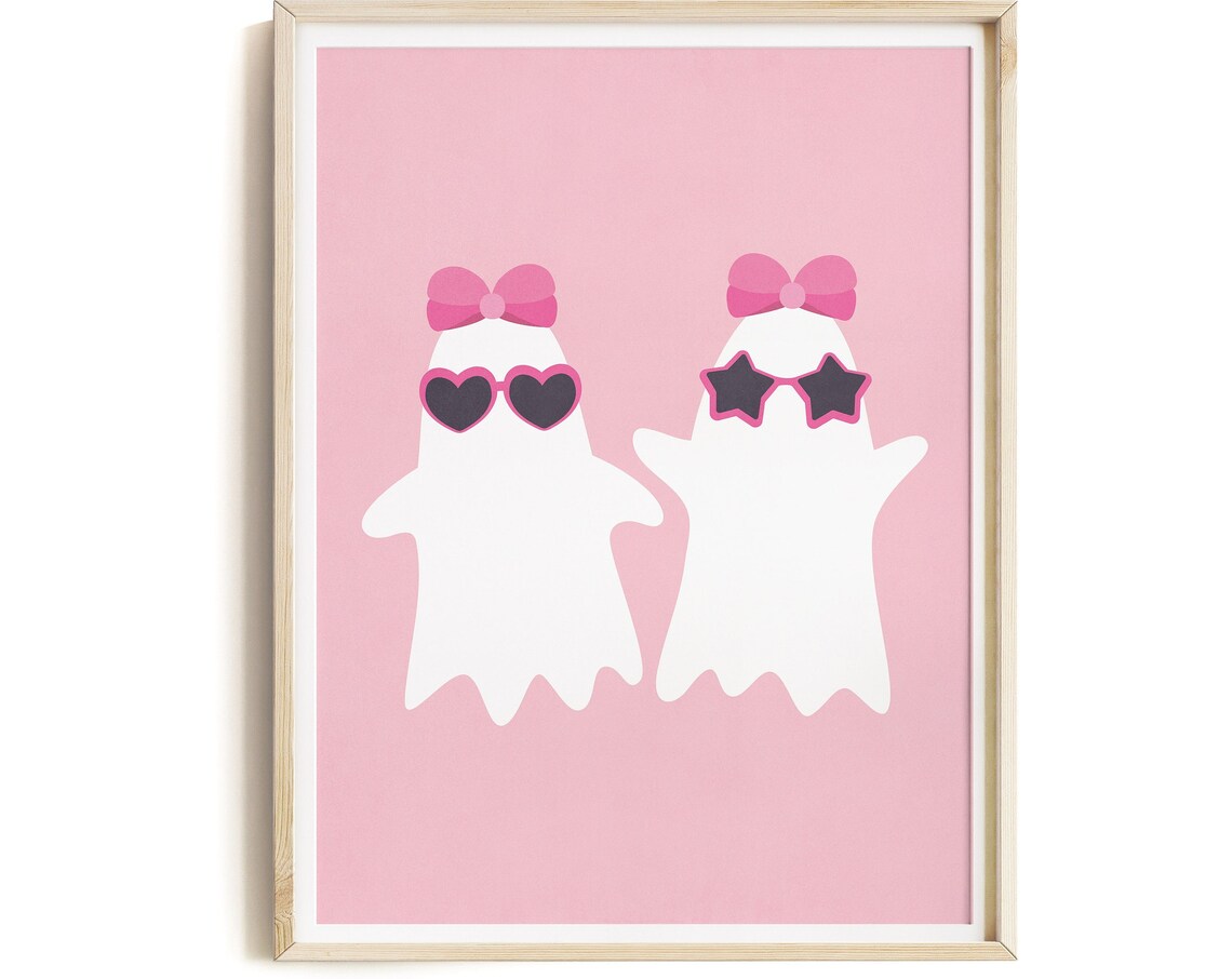 Cute Halloween Decor Disco Ghost Decor Cute Ghost Print Pink Halloween Decor Pastel Halloween Birthday Wall Decor Halloween - Image 3