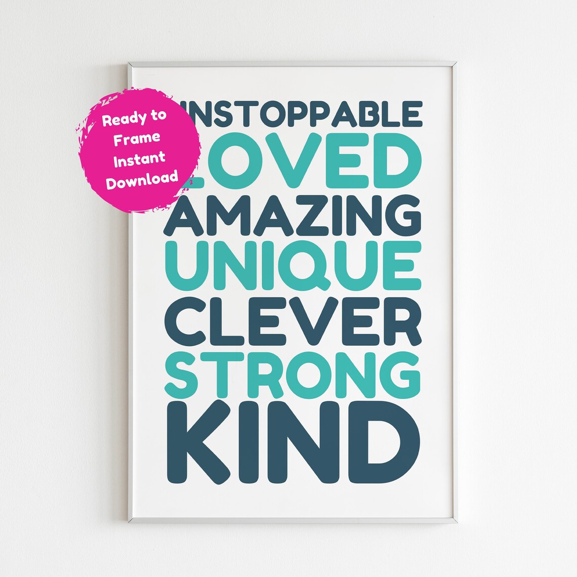 Positive Words Art Print, Boys Bedroom Affirmation Quote