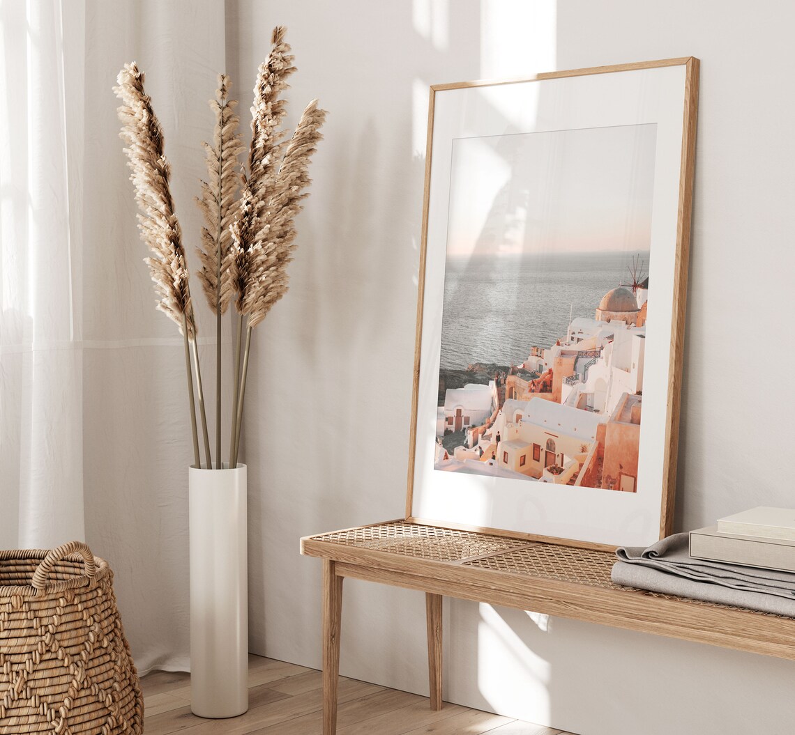 Greece City View Art Print, Santorini Cityscape