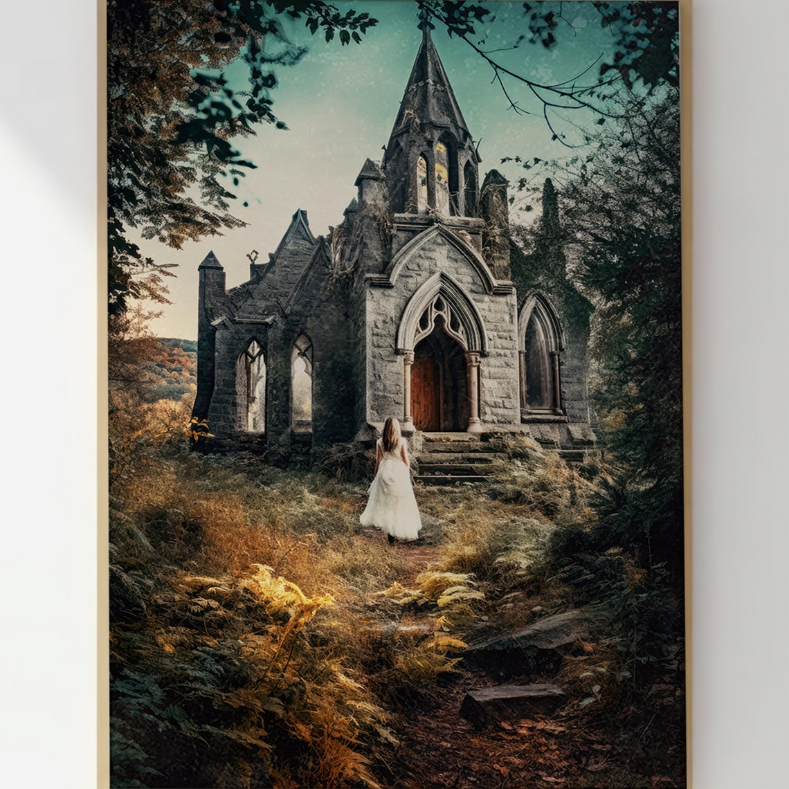 Gothic Chapel Ruin Dark Romantic Castle Scene Vintage Art Print - Image 2