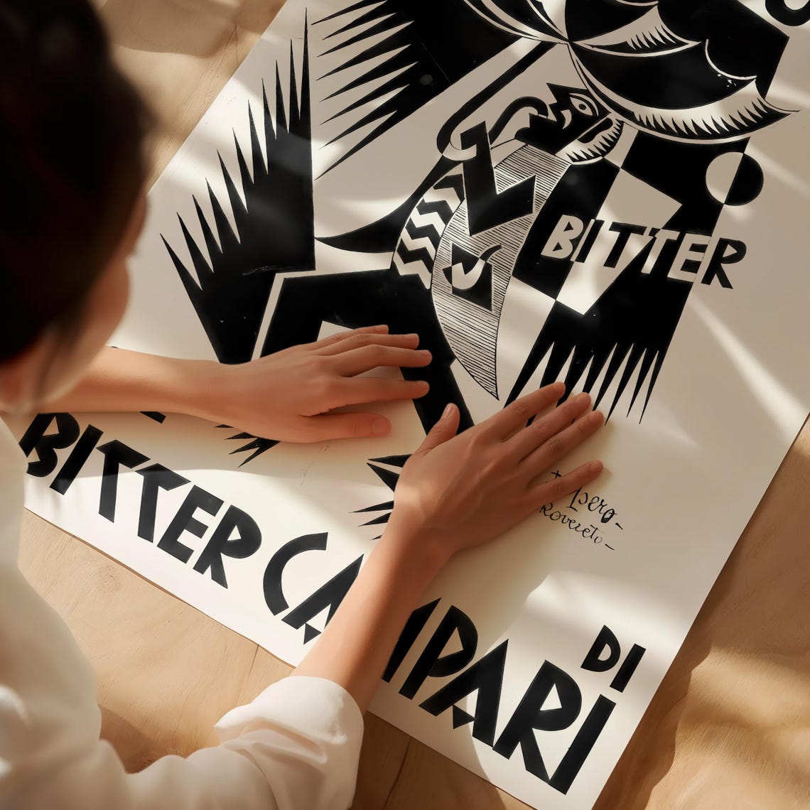 Bitter Campari Umbrella Rain Depero Rovesti Vintage Italian Poster - Image 3