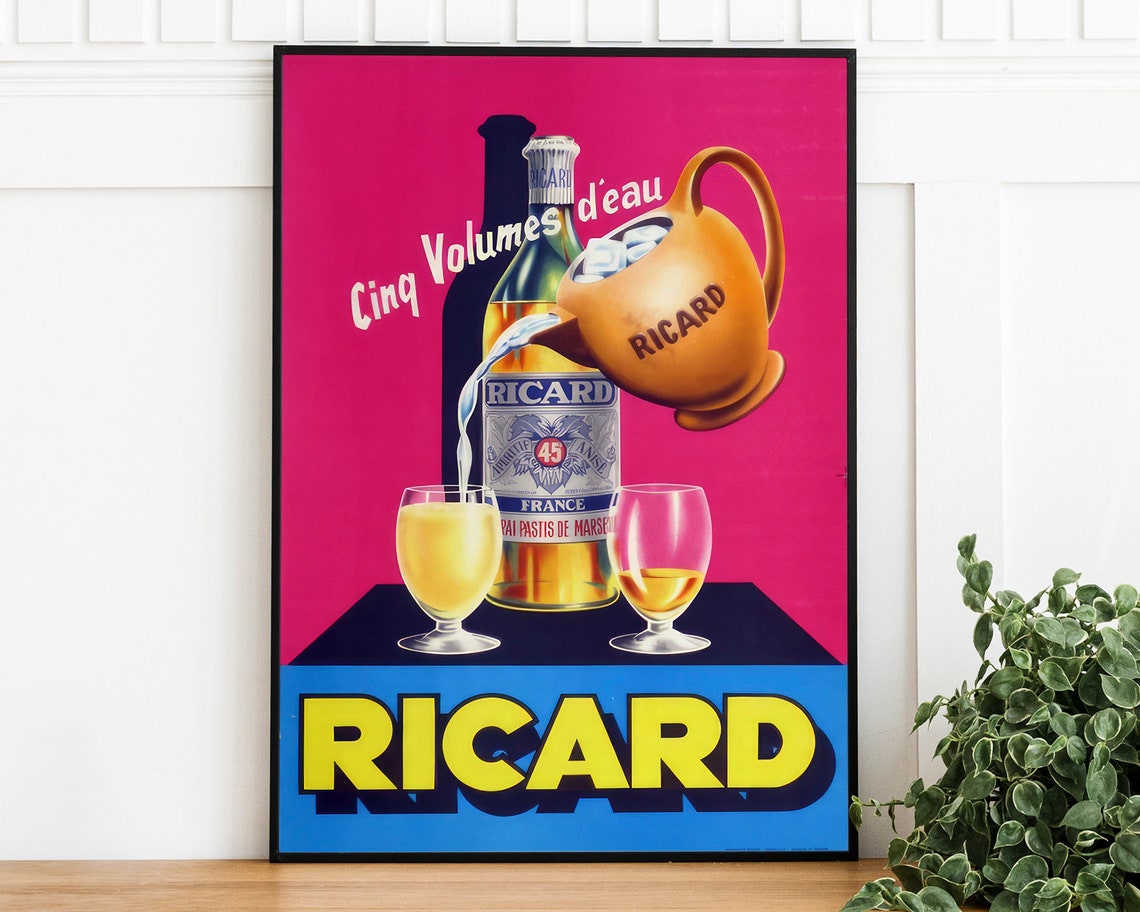 Vintage Ricard Pastis Classic French Liquor Advertising Poster
