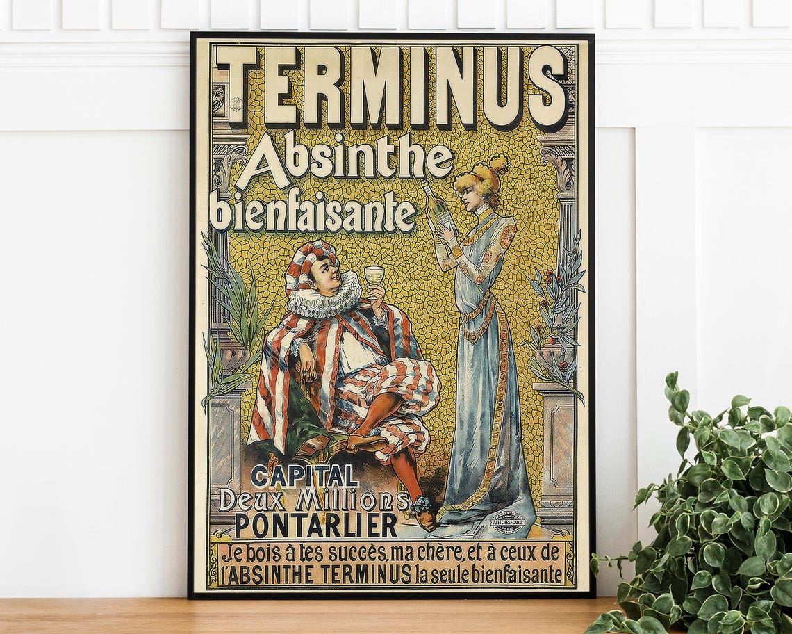 Terminus Absinthe Bienfaisante Vintage French Advertising Poster