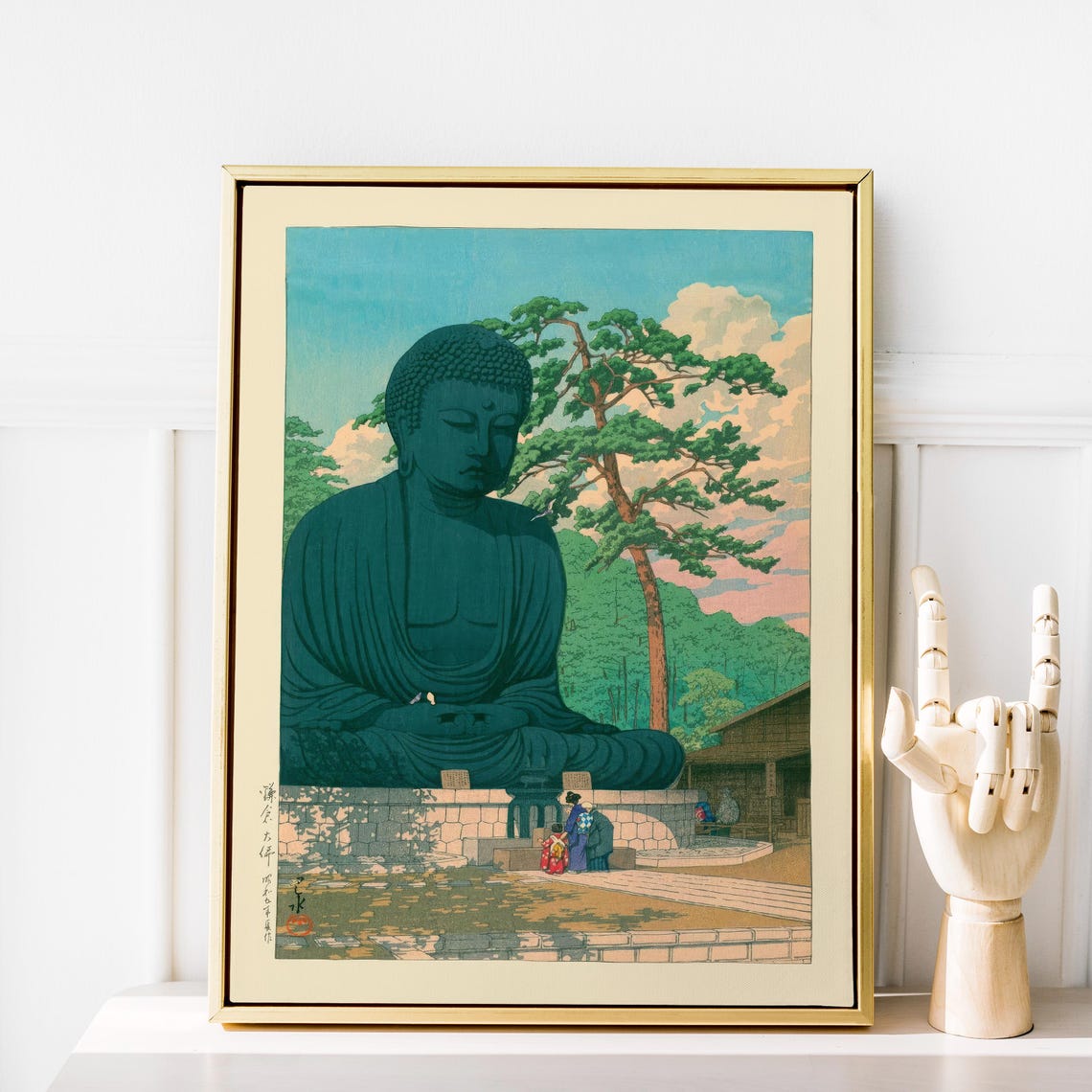 Kawase Hasui Great Buddha At Kamakura Japanese Woodblock Print - Image 3