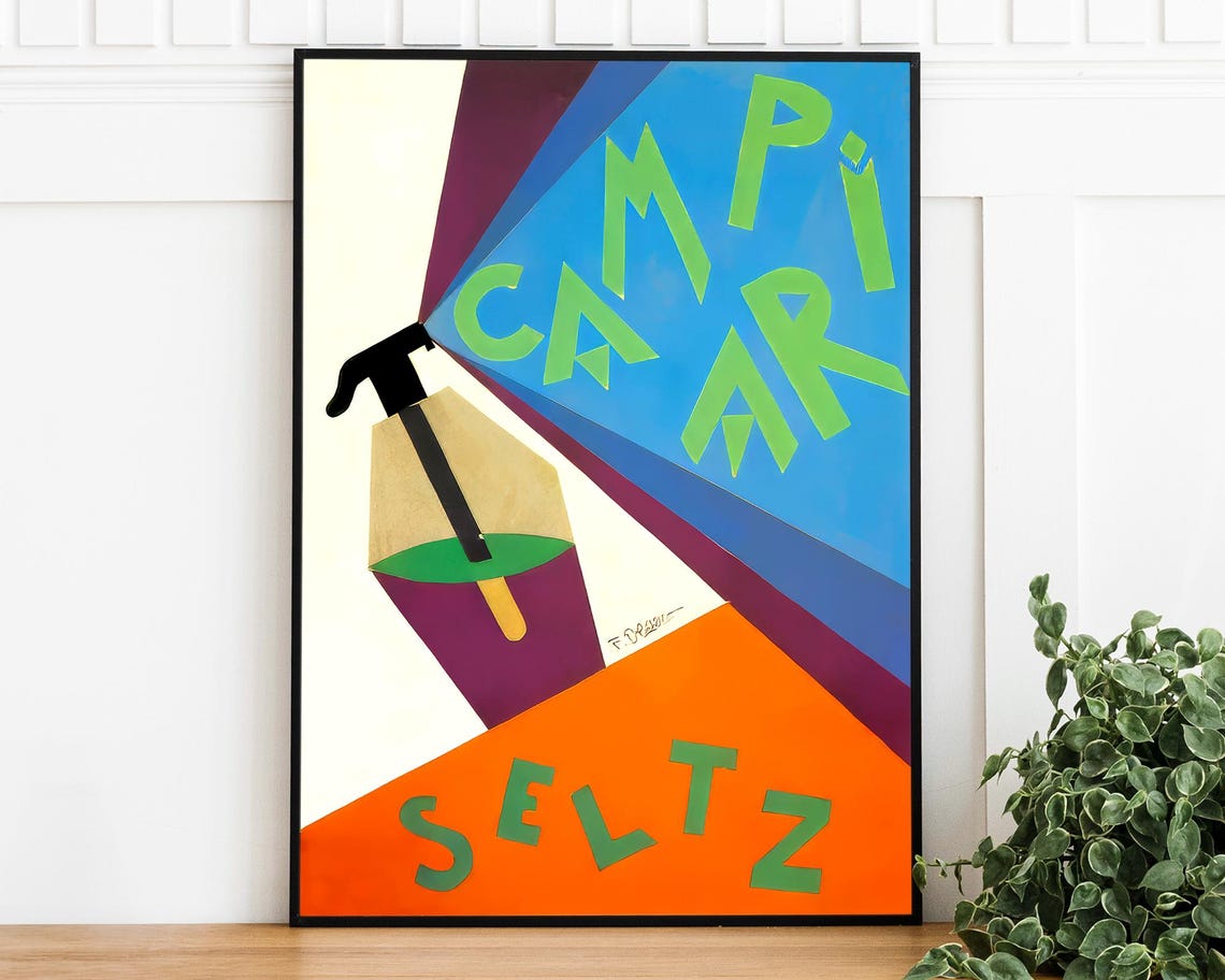 Fortunato Depero Campari Seltz Vintage Futurist Advertising Poster