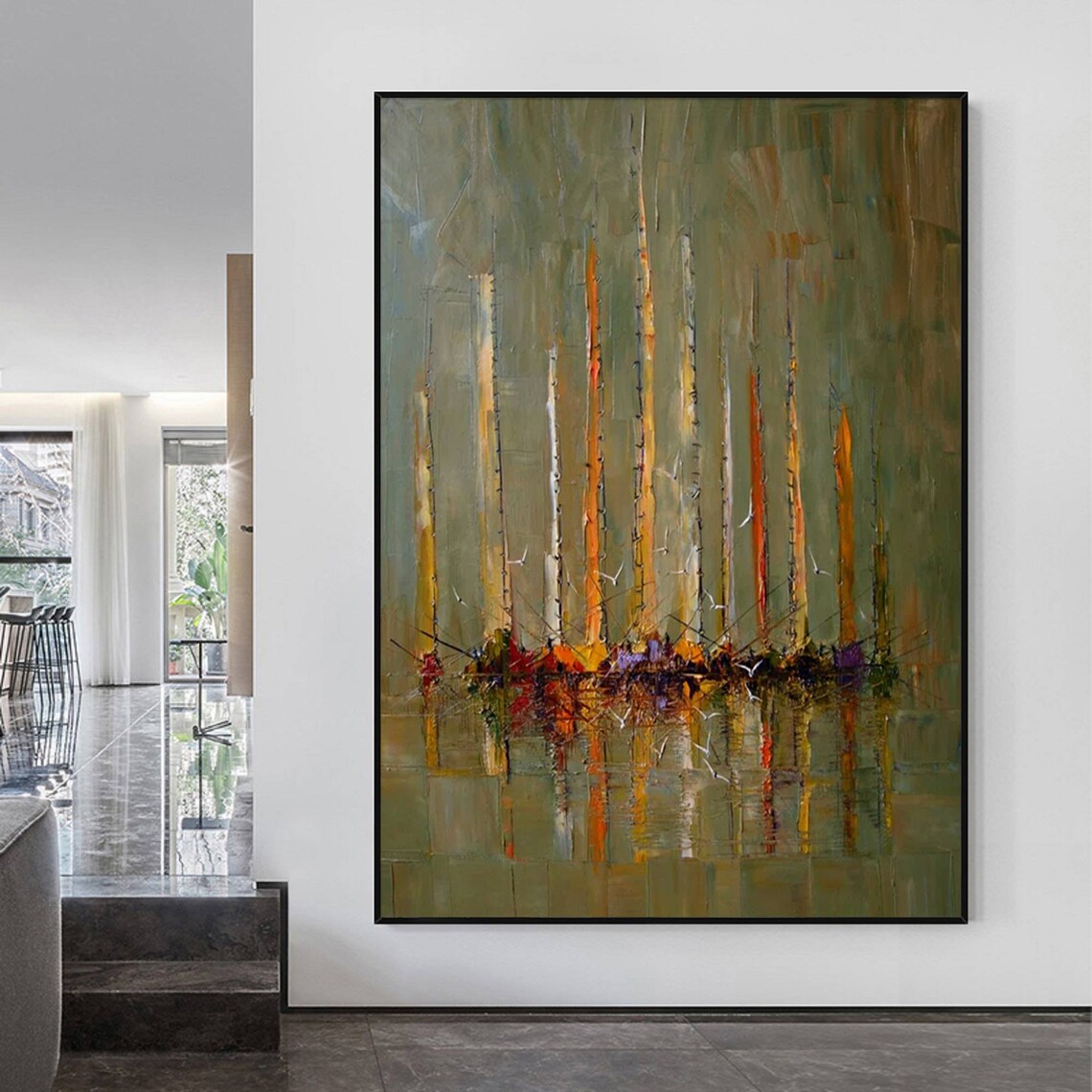 Abstract Sailboat Painting, Modern Nautical Wall Art Print - Image 5