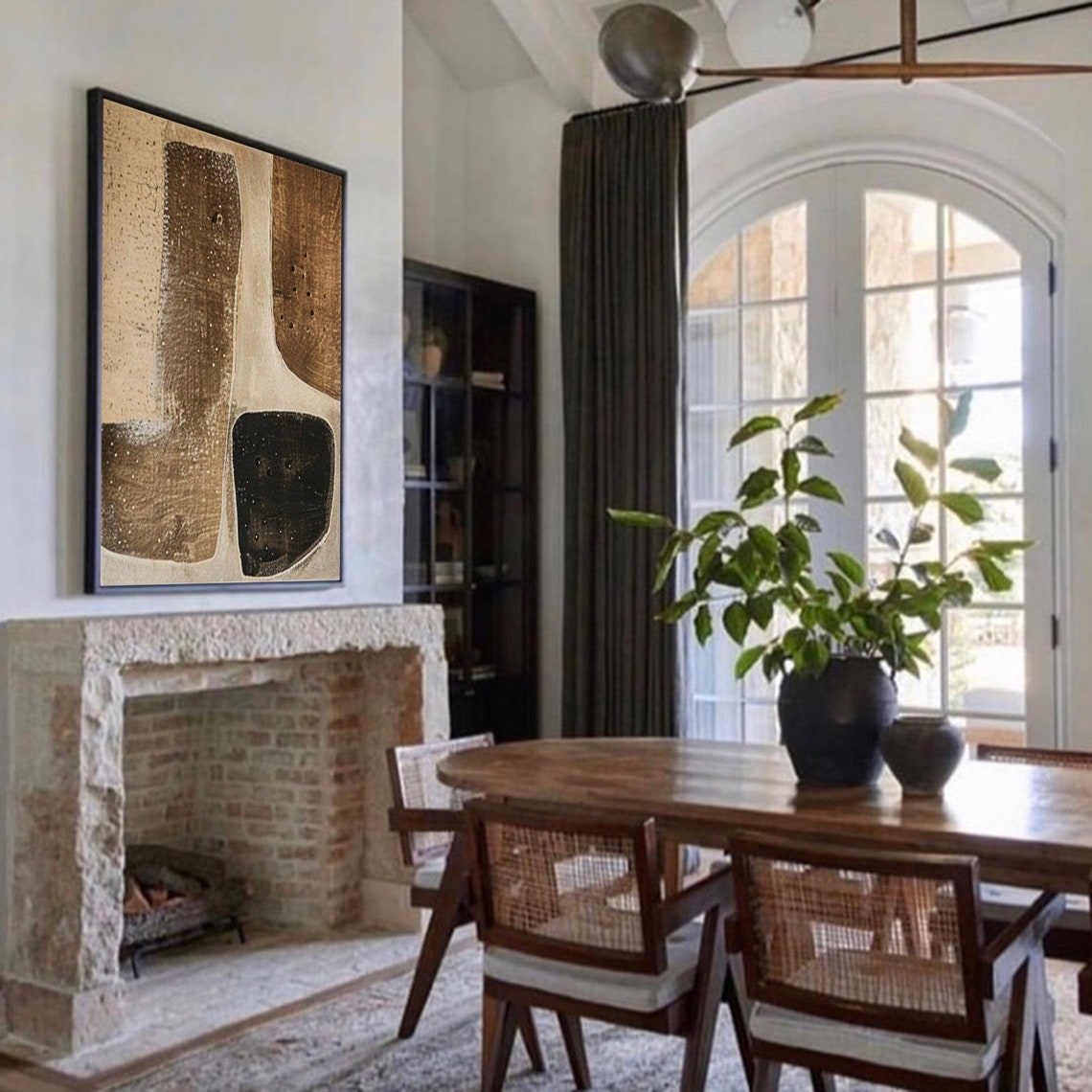 Brown Black Organic Shapes Beige Abstract Textured Earth Tone Poster - Image 3