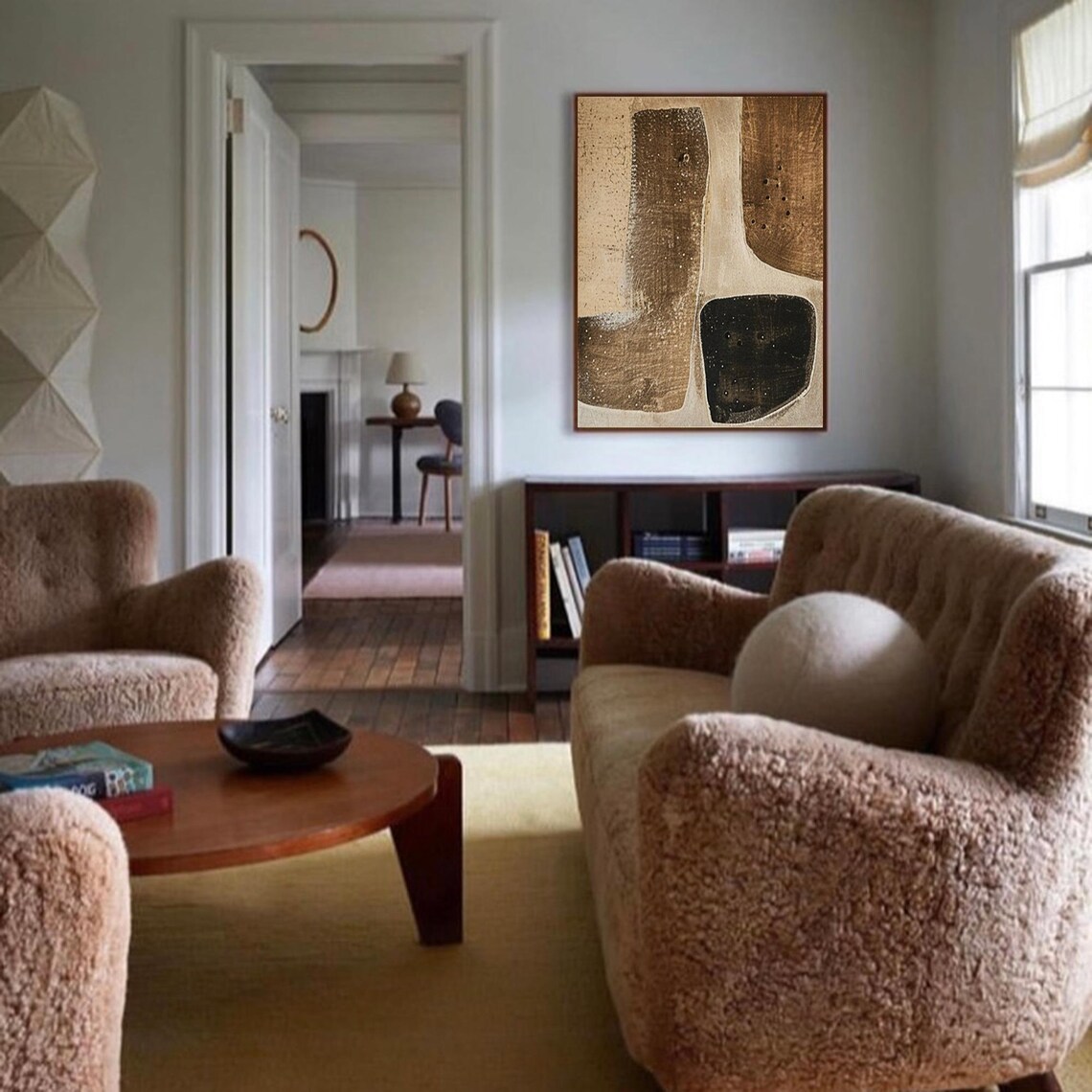 Brown Black Organic Shapes Beige Abstract Textured Earth Tone Poster - Image 2
