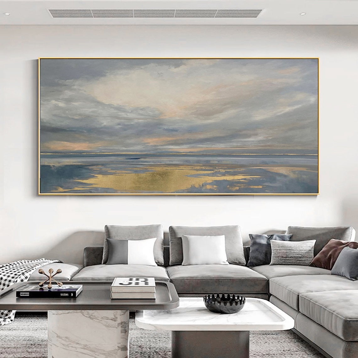 Moody Golden Sunrise Seascape Abstract Calm Ocean Reflection Poster - Image 5