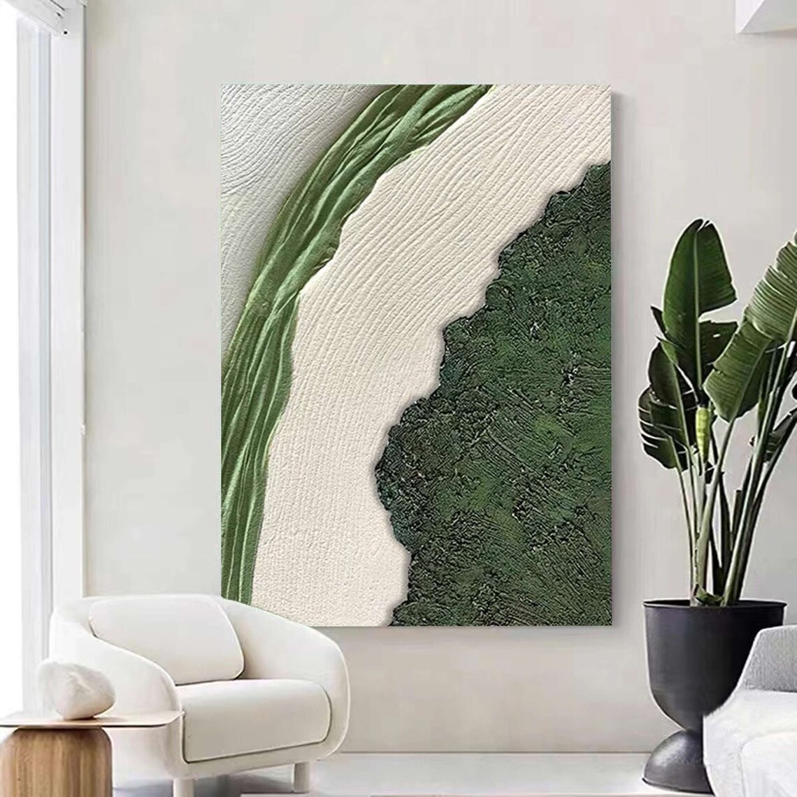 Green Coastal Ocean Landscape Abstract Wall Art Print - Image 3