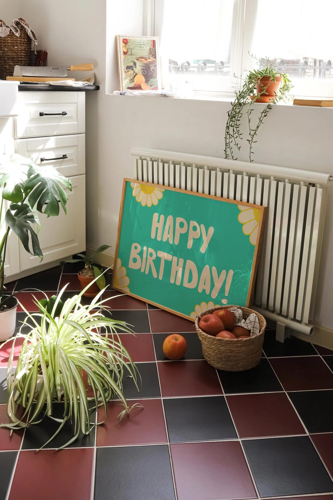 Happy Birthday Daisy Teal Retro Floral Celebration Party Poster - Image 2