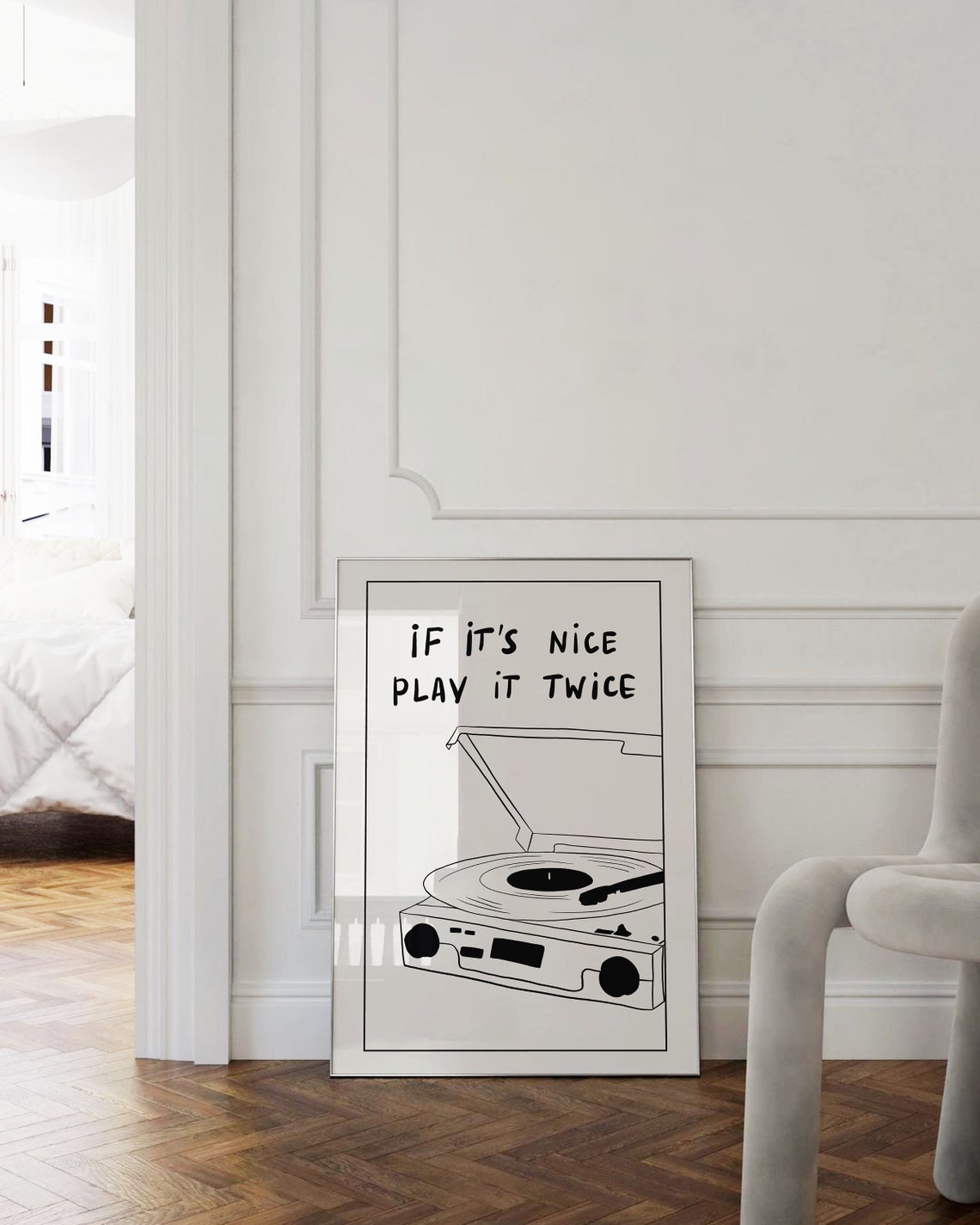 If It's Nice Play It Twice Line Art Record Player Music Poster - Image 3