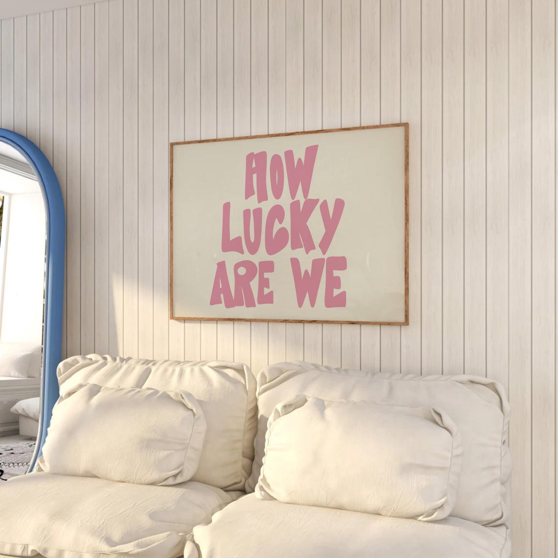 How Lucky Are We Pink Retro Bold Typography Poster for Preppy Rooms - Image 2