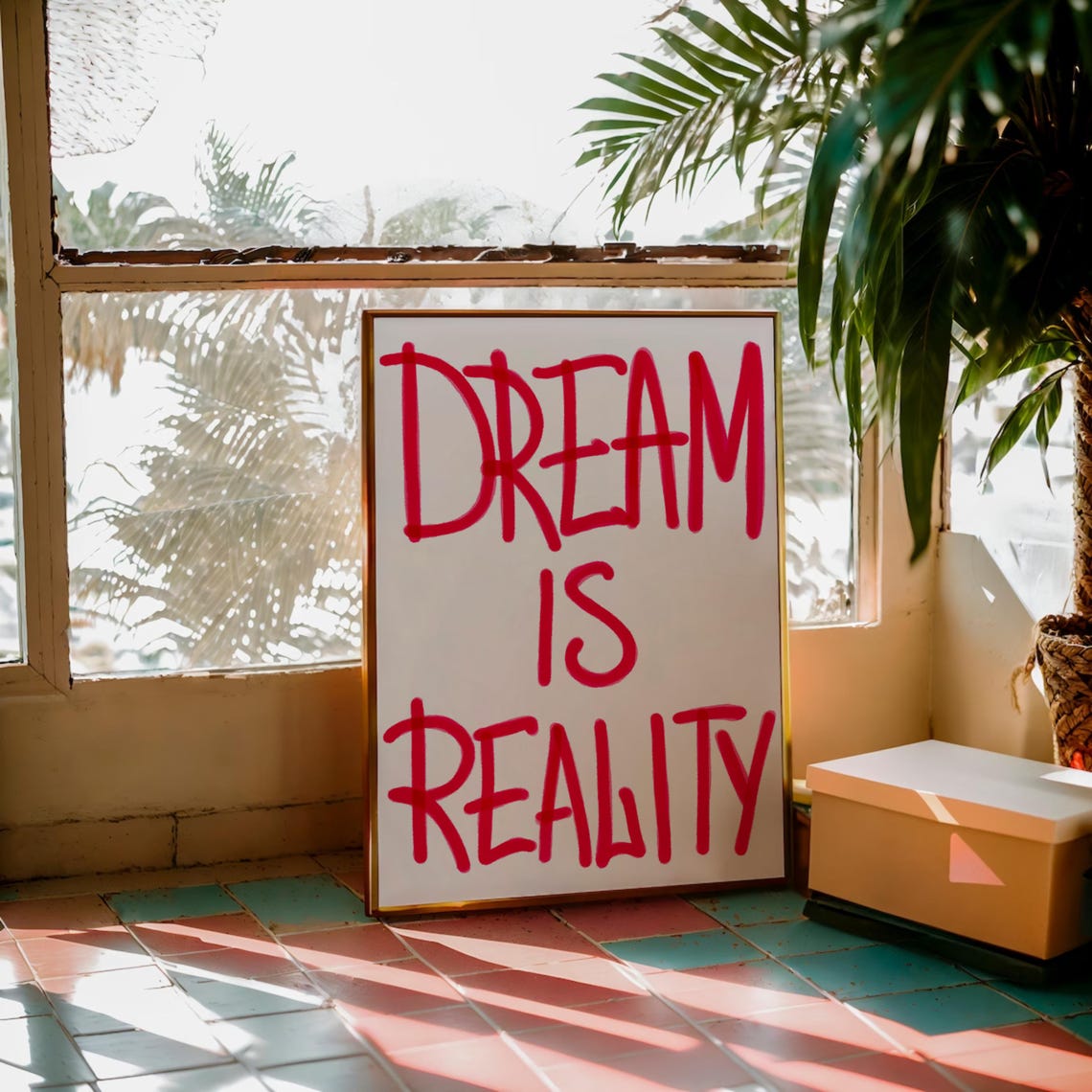 Dream Is Reality Red Street Graffiti Lettering Motivation Poster - Image 2