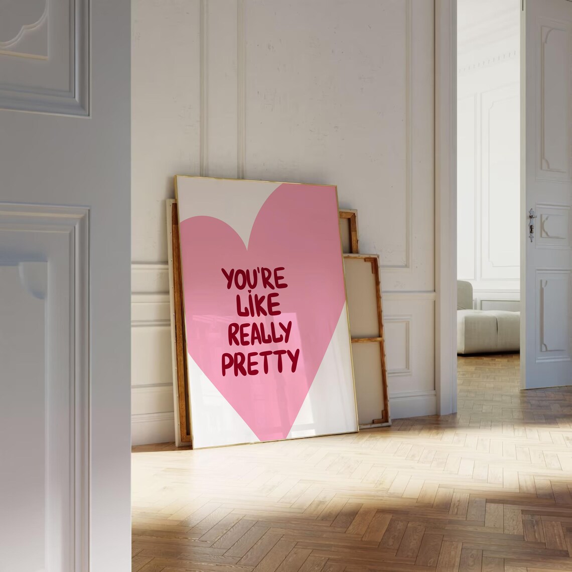 You 27re Like Really Pretty Pink Heart Quote Art Print - Image 3