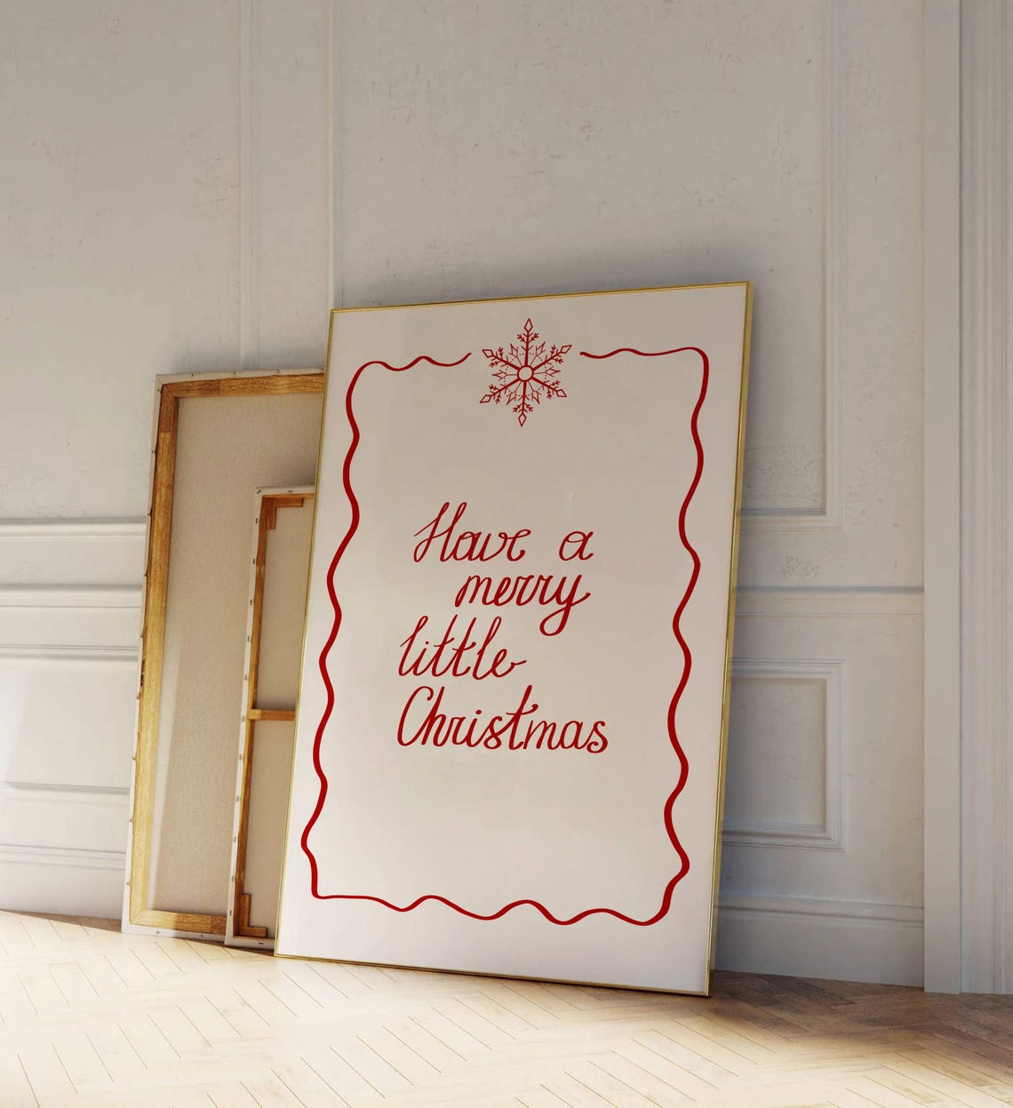 Have A Merry Little Christmas Red Script Snowflake Border Poster - Image 2